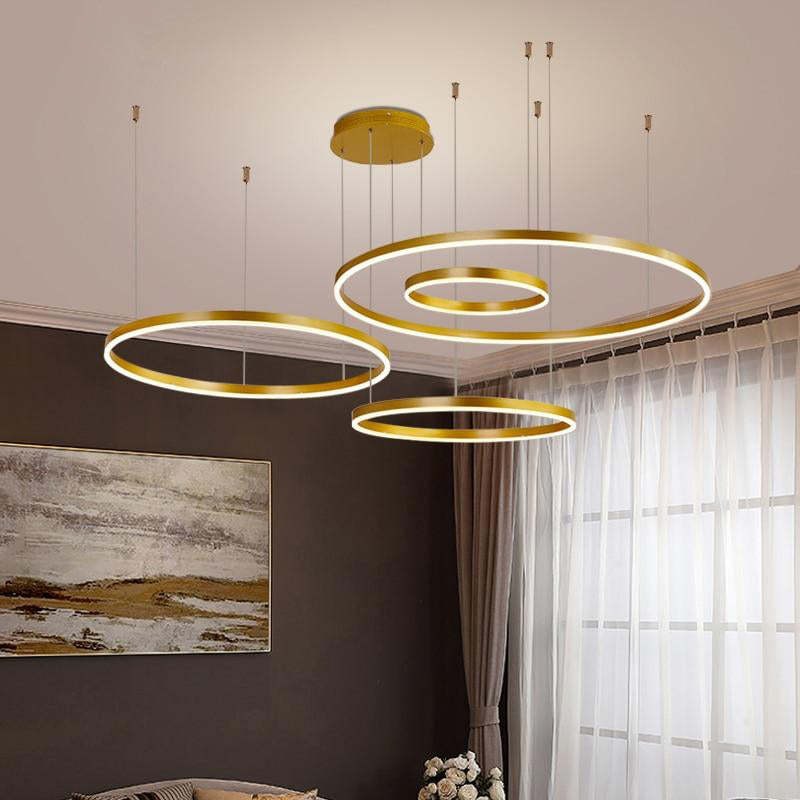 Stylish Pendant Light Circle Metal Black Gold Brown