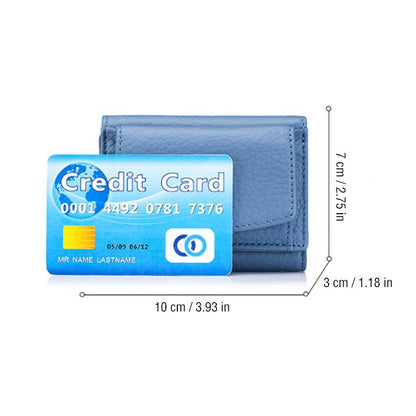 Small Genuine Leather Card Wallet with Coin Pocket