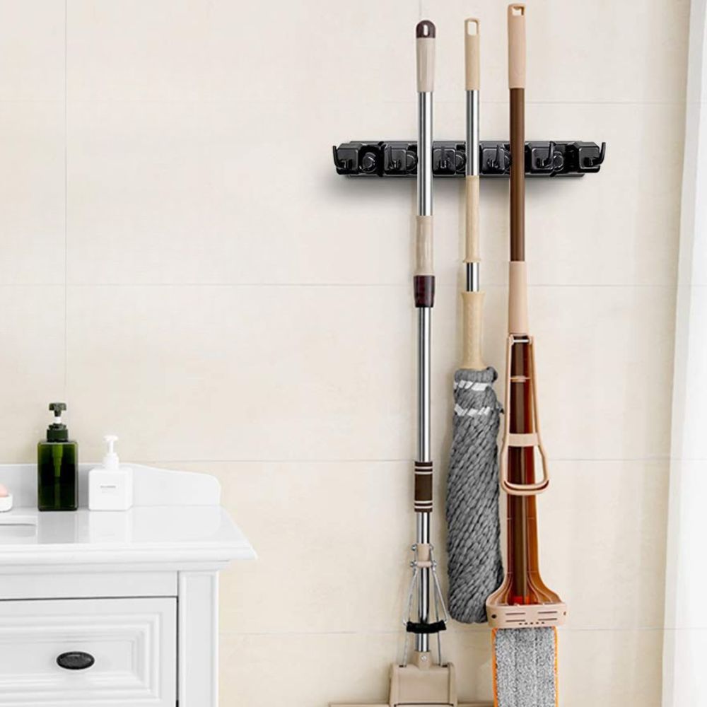 Space Saving Broom and Mop Storage Rack