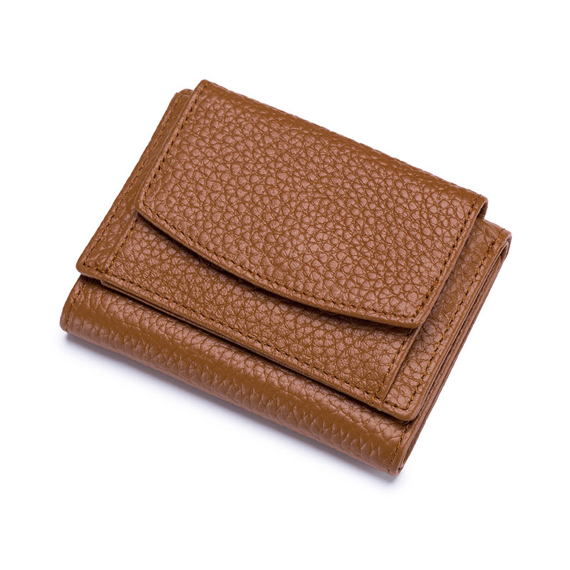 Small Genuine Leather Card Wallet with Coin Pocket