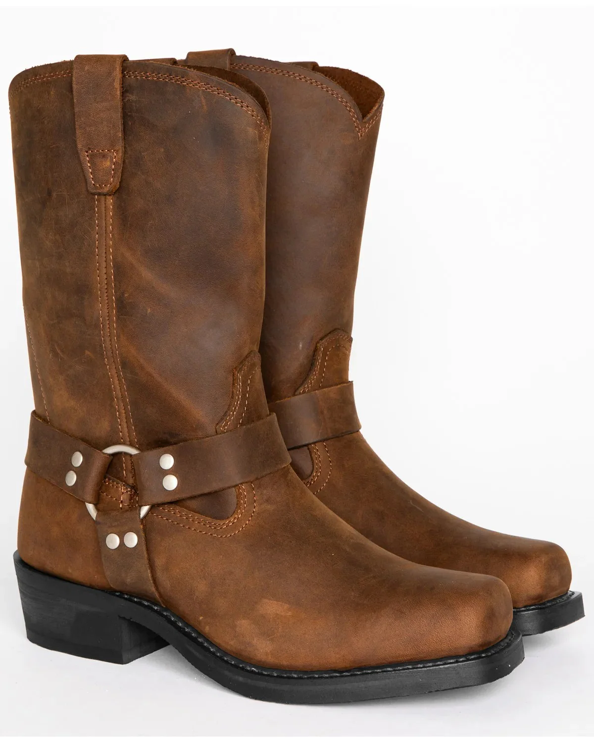 Tough Biker Black Leather Motorbike Boots
