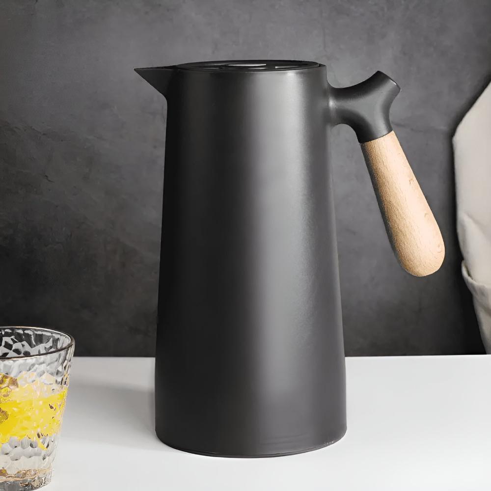 Thermal Coffee Carafe - Stainless Steel Wood Grip