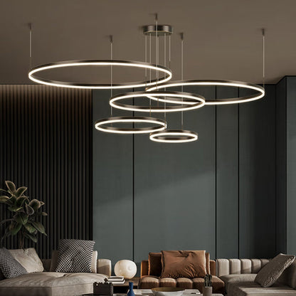 Stylish Pendant Light Circle Metal Black Gold Brown