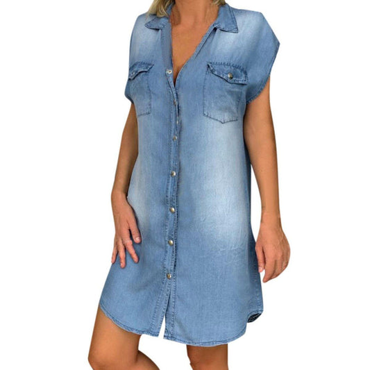 Classic Blue Straight Dress - Pexav