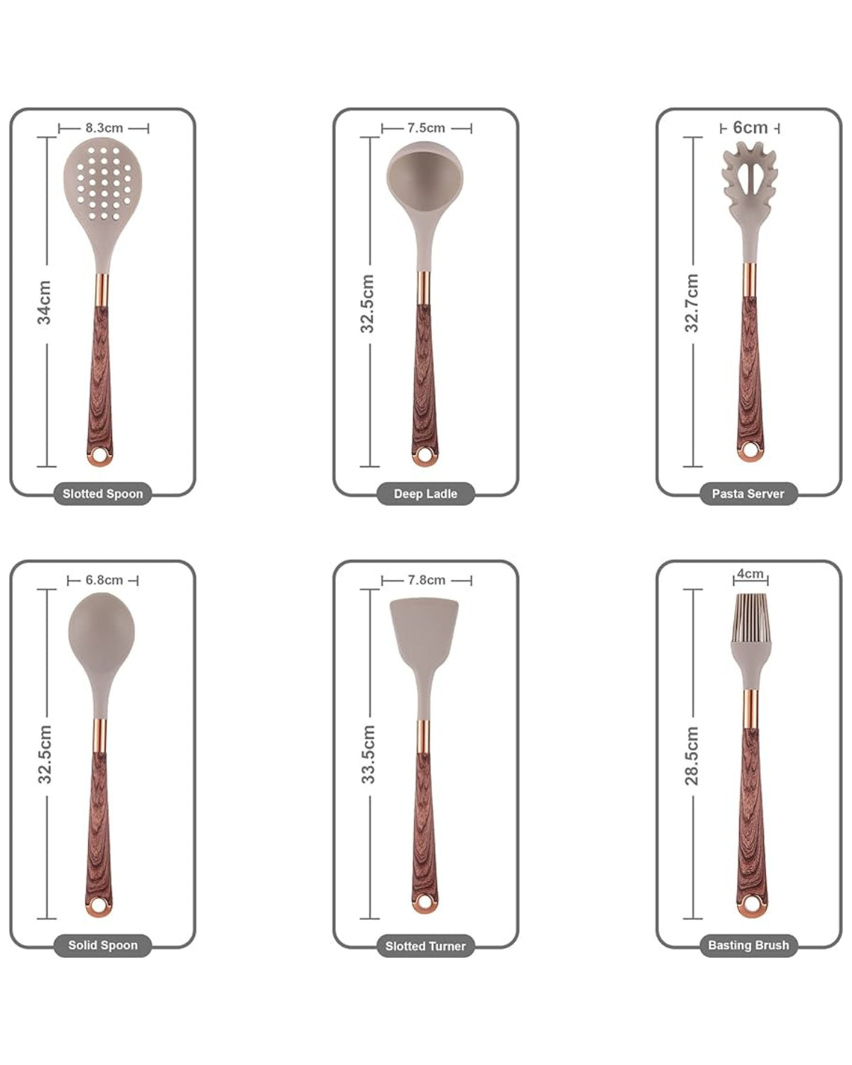 Premium 11-Piece Kitchen Utensil Set with Wooden Handles & Gold Trim