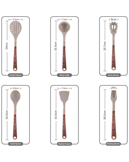 Premium 11-Piece Kitchen Utensil Set with Wooden Handles & Gold Trim