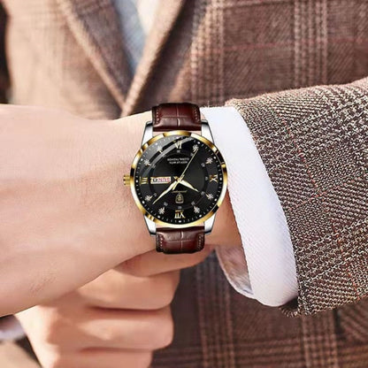 Shining Leather Men's Wrist Watch