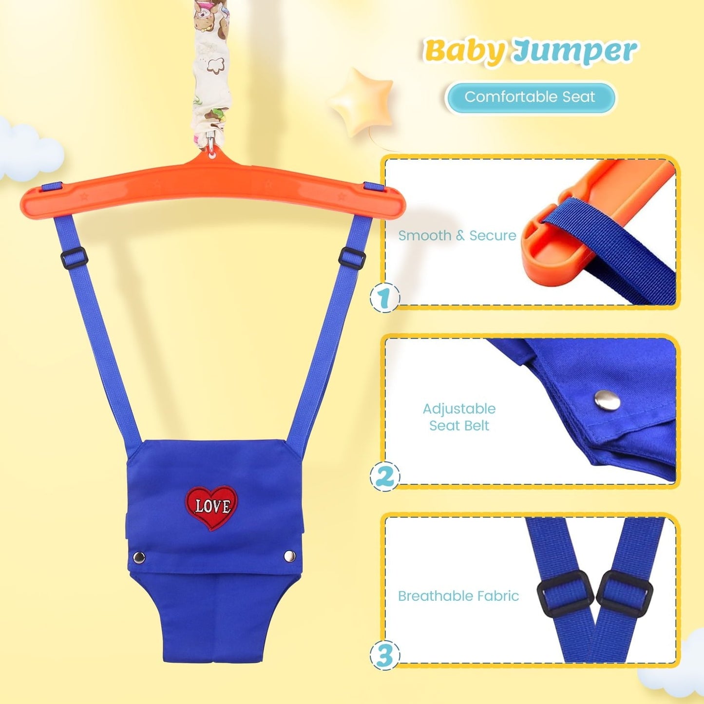 Adjustable Baby Doorway Swing Toy – Safe Indoor Swing for Babies & Toddlers 6 Months+