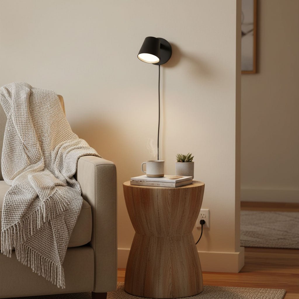 Adjustable Plug-In Wall Lamp with Integrated LED – Minimalist Wall Sconce Lighting for Indoor Use, Black, White, or Red 3