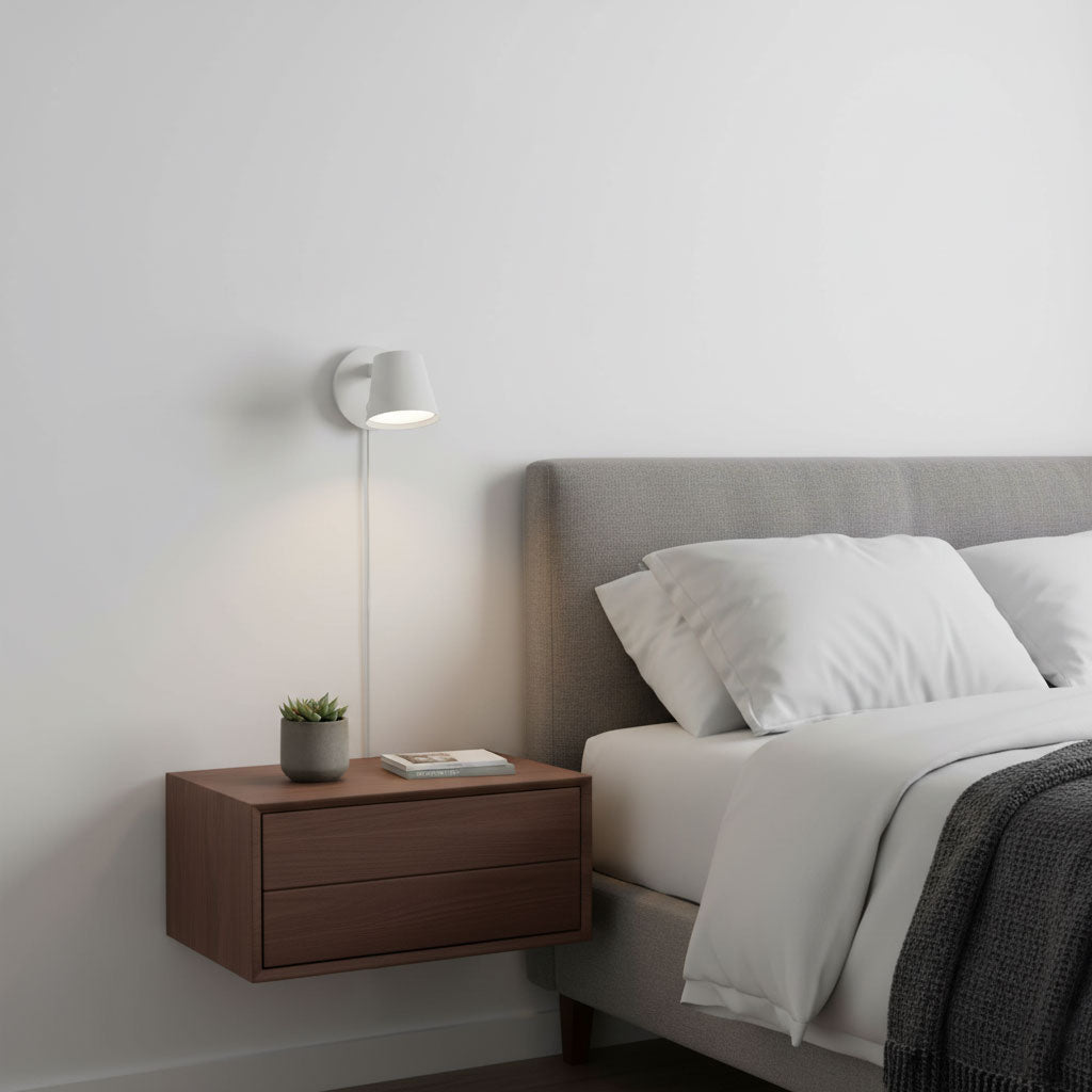 Adjustable Plug-In Wall Lamp with Integrated LED – Minimalist Wall Sconce Lighting for Indoor Use, Black, White, or Red 4