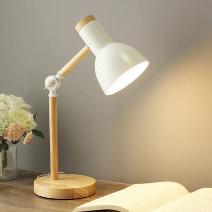 Adjustable Wooden Desk Lamp – Nordic Design, Compact Lighting for Home Office or Study, E27 Socket, Pastel Accents 2