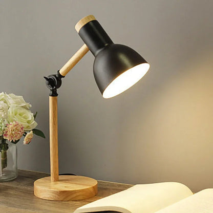 Adjustable Wooden Desk Lamp – Nordic Design, Compact Lighting for Home Office or Study, E27 Socket, Pastel Accents 4