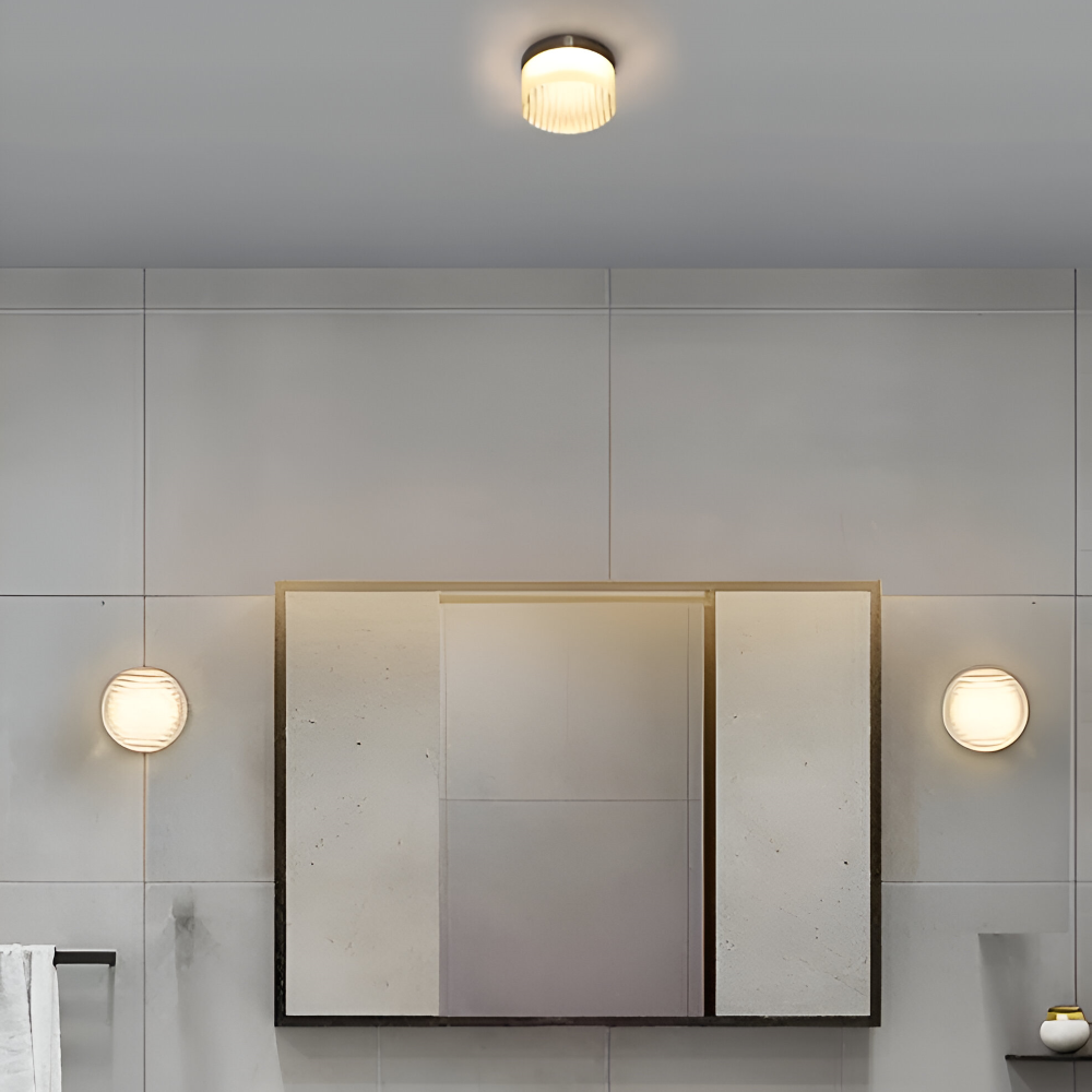 Amber White Ribbed Wall Sconce - LED Wall Lamp Lighting Fixture for Living Room, Bedroom, and Kids' Room 7