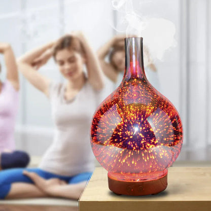 Colorful LED Aroma Diffuser with 3D Glass Design - Pexav