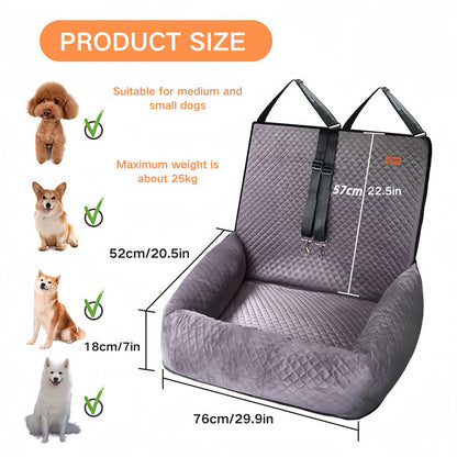 Pet Car Booster Seat with Dual Safety Belts