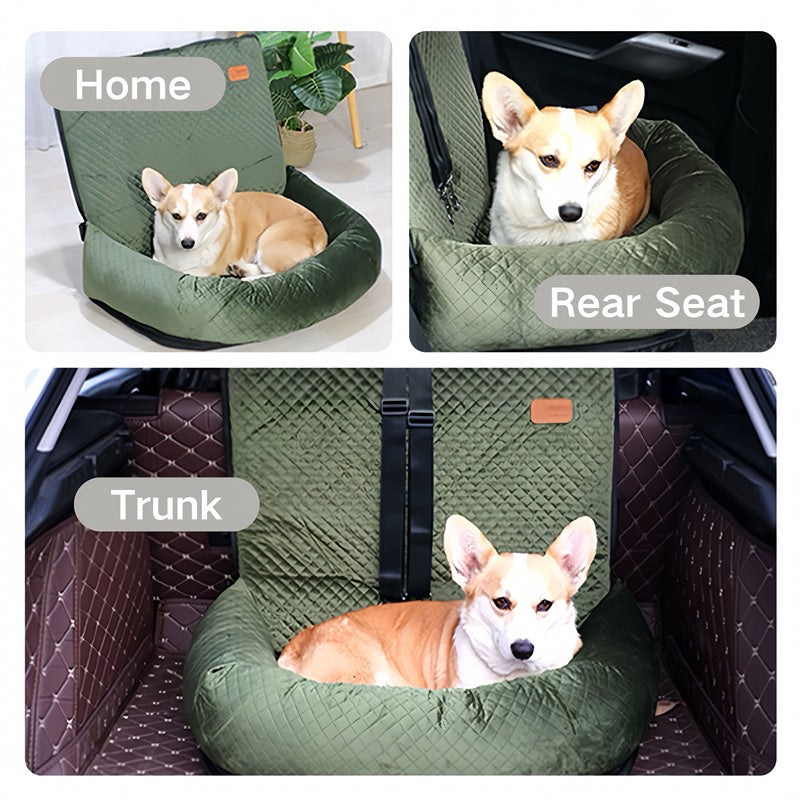 Pet Car Booster Seat with Dual Safety Belts