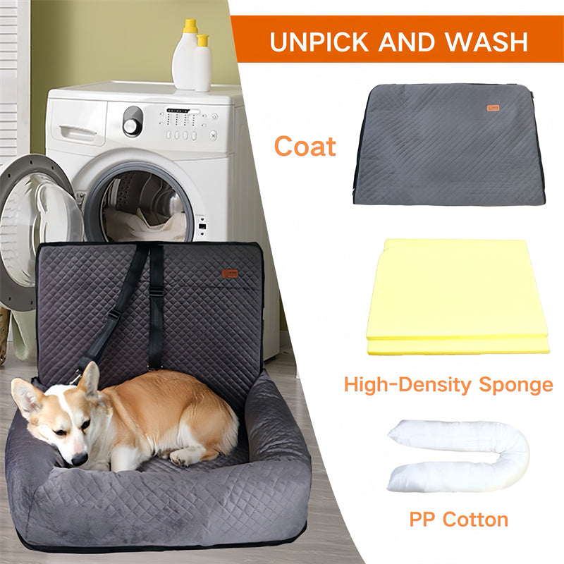 Pet Car Booster Seat with Dual Safety Belts