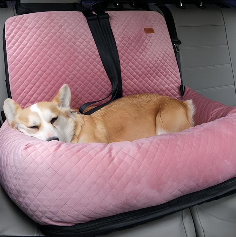 Pet Car Booster Seat with Dual Safety Belts