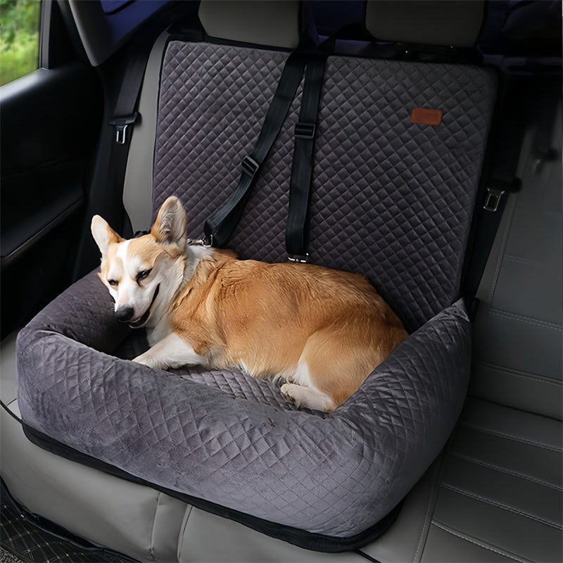 Pet Car Booster Seat with Dual Safety Belts