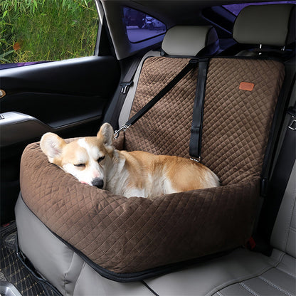 Pet Car Booster Seat with Dual Safety Belts