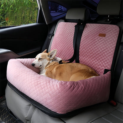 Pet Car Booster Seat with Dual Safety Belts