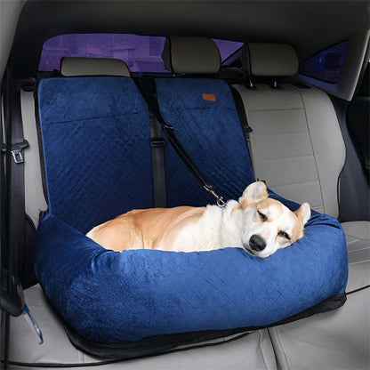 Pet Car Booster Seat with Dual Safety Belts