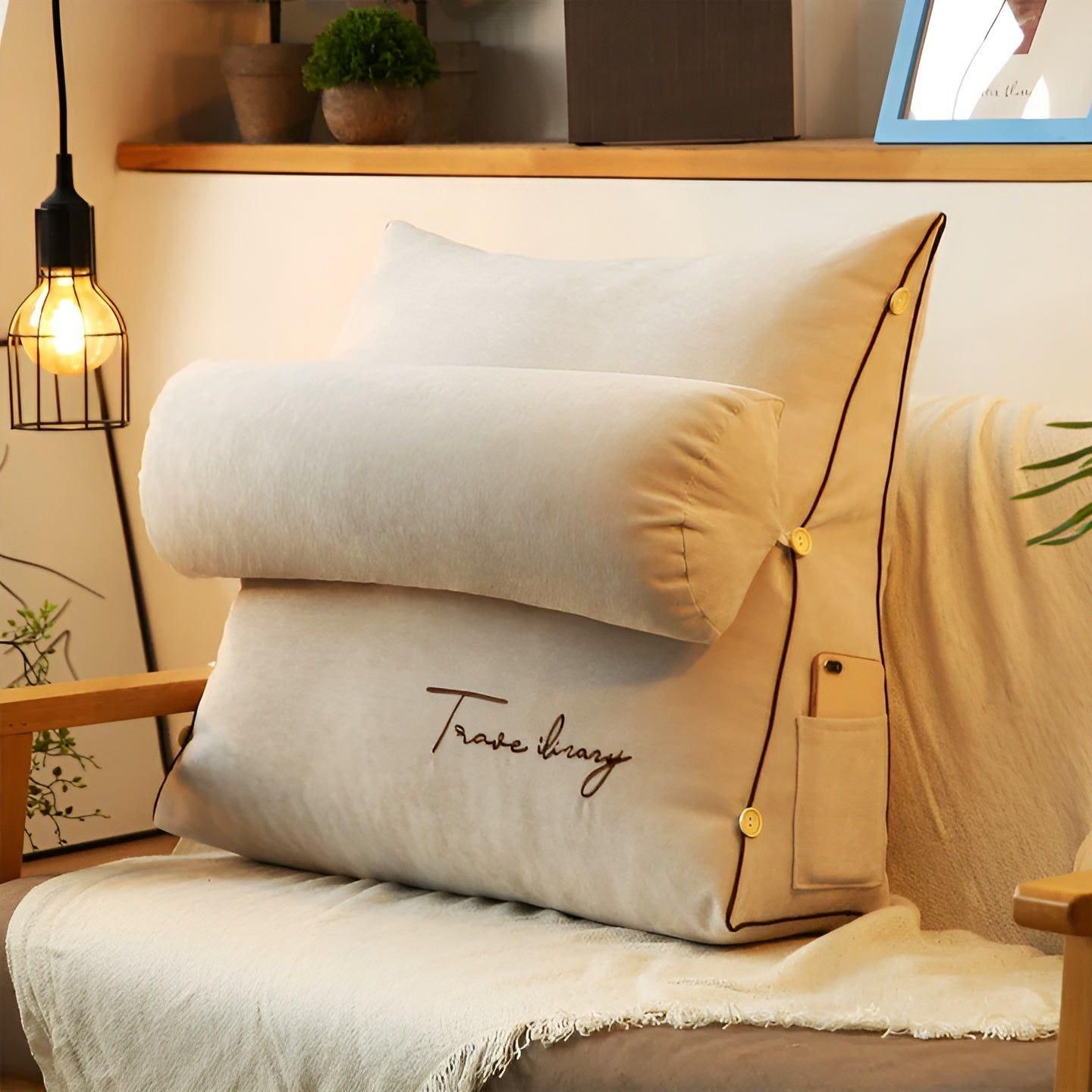 Comfortable Reading Pillow with Backrest for Bed and Sofa