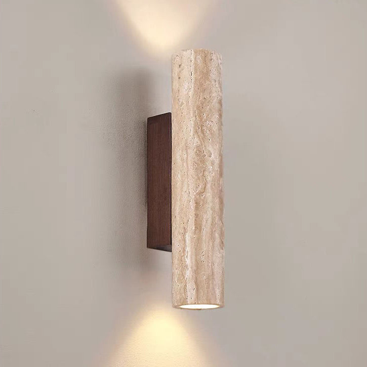 Warm Wood 2-Light Wall Sconce - Classic Cylinder Lamp - Pexav