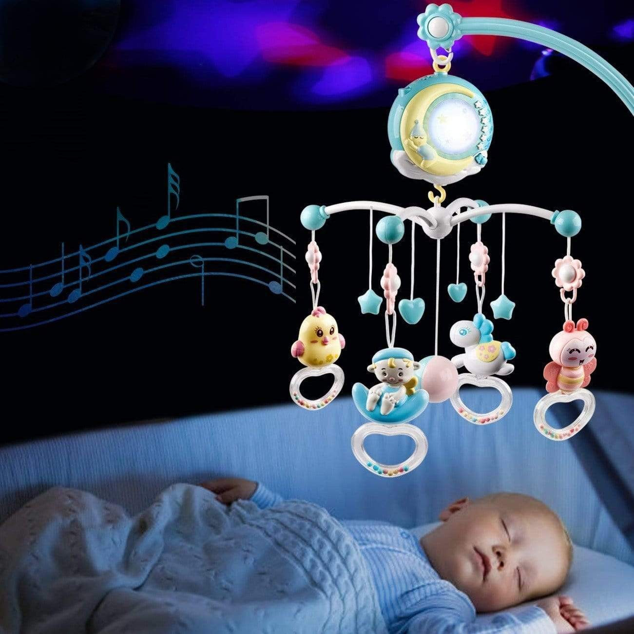 Musical Baby Crib Mobile with Nightlight and Stars - Pexav