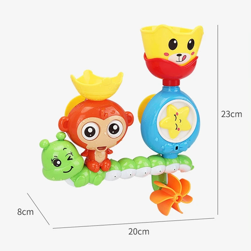 Baby Bath Toy Monkey & Caterpillar with Suction Cups, Safe for Ages 1+