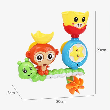 Baby Bath Toy Monkey & Caterpillar with Suction Cups, Safe for Ages 1+