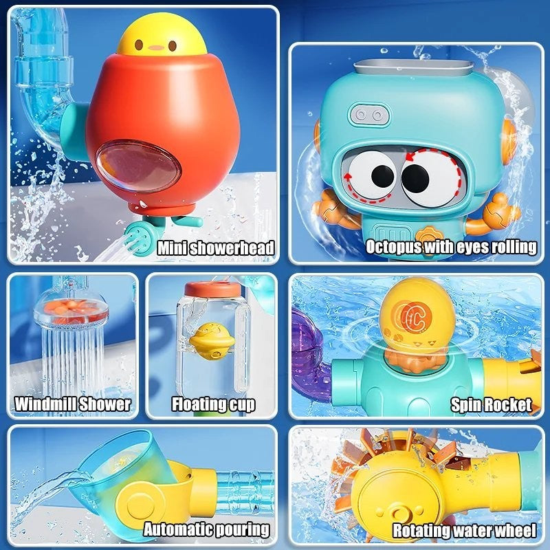 Baby Bath Toy – Water Pipe Assembly Set with Suction Cups, Safe for Ages 3+