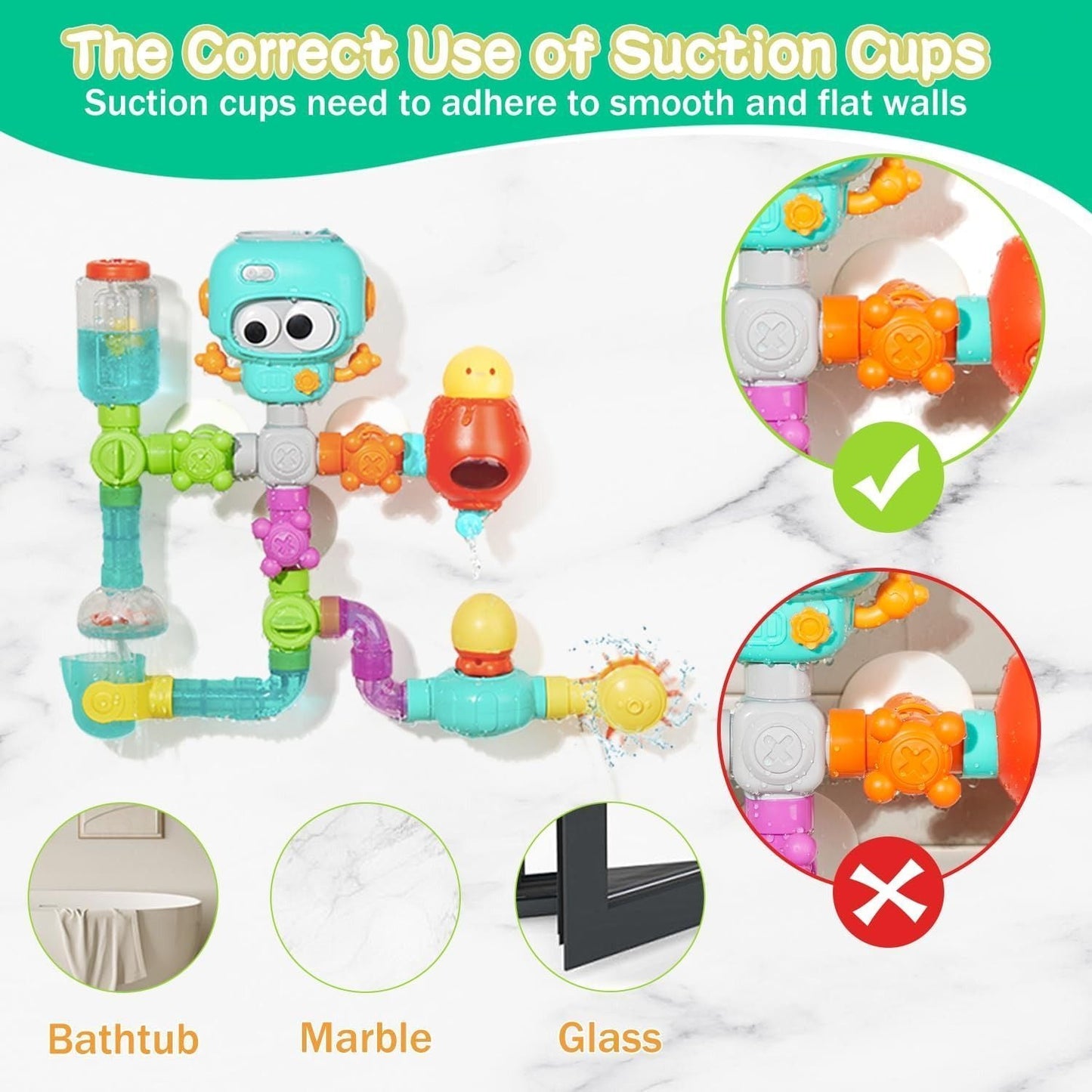 Baby Bath Toy – Water Pipe Assembly Set with Suction Cups, Safe for Ages 3+