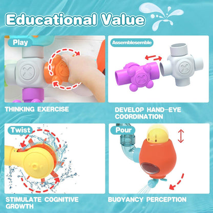 Baby Bath Toy – Water Pipe Assembly Set with Suction Cups, Safe for Ages 3+