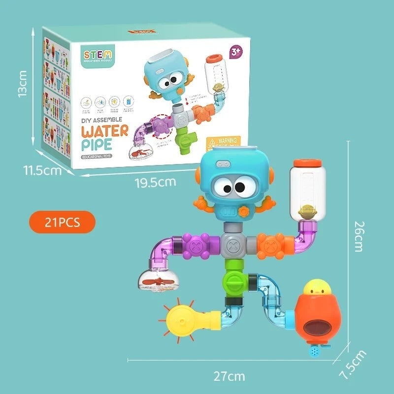 Baby Bath Toy – Water Pipe Assembly Set with Suction Cups, Safe for Ages 3+