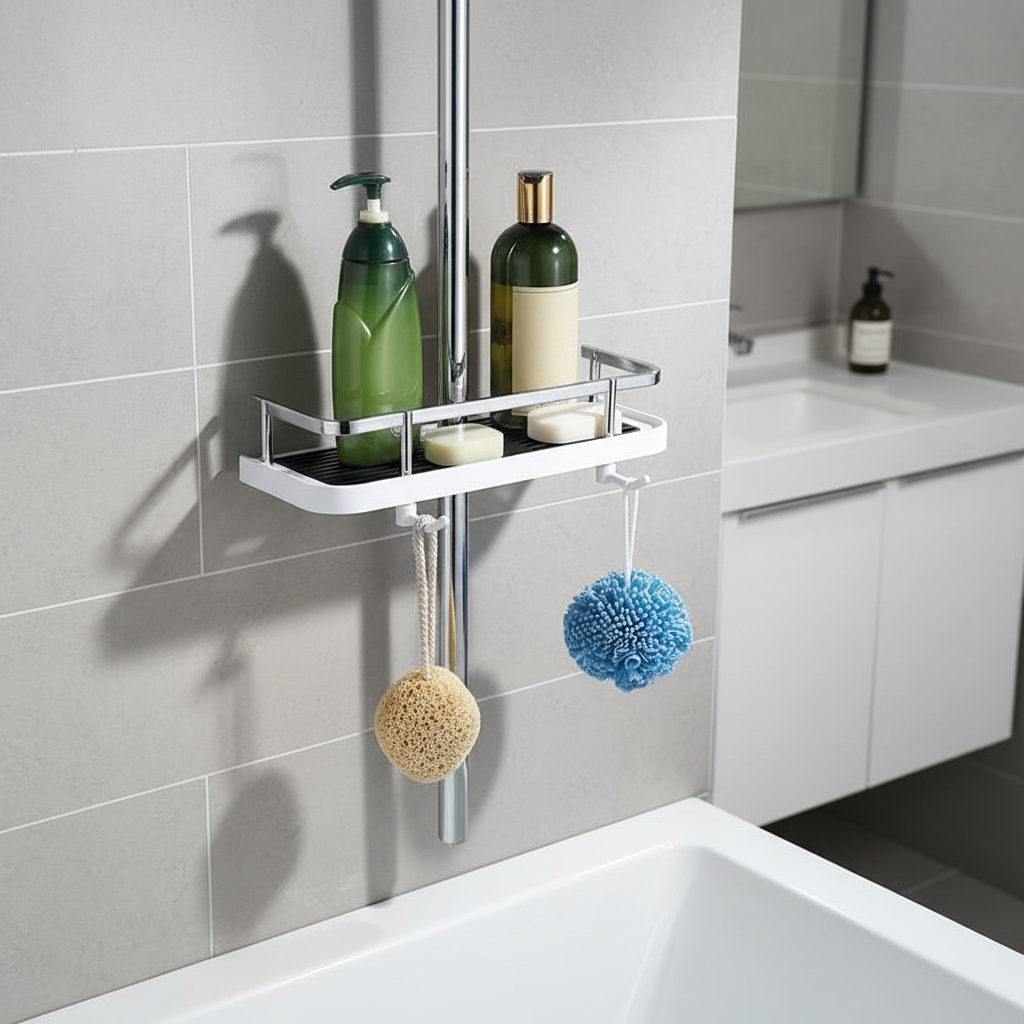 Sticky Bathroom Shower Caddy With Suction Cups - Pexav