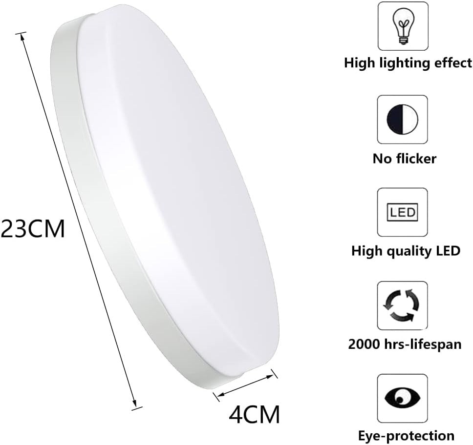 Bathroom LED Ceiling Light, 15W 1500lm, IP54 Waterproof, Ultra-Thin Design, Energy-Saving