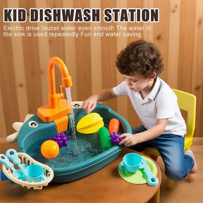 Battery Kitchen Sink Toy with Realistic Water Circulation, ABS plastic, Safe for Ages 3+