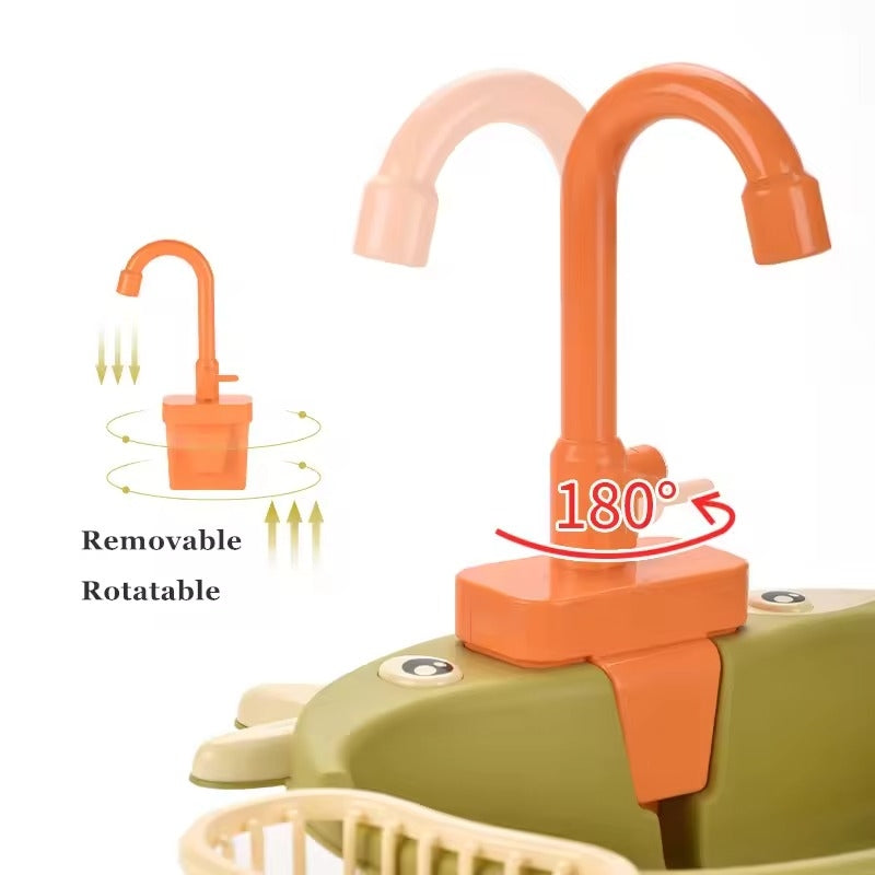 Battery Kitchen Sink Toy with Realistic Water Circulation, ABS plastic, Safe for Ages 3+