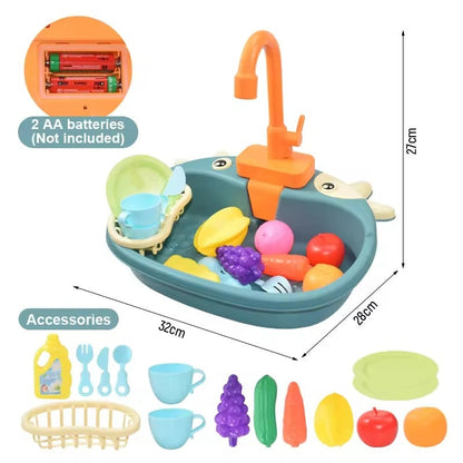 Battery Kitchen Sink Toy with Realistic Water Circulation, ABS plastic, Safe for Ages 3+