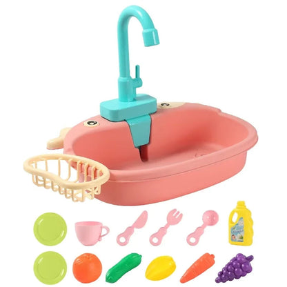 Battery Kitchen Sink Toy with Realistic Water Circulation, ABS plastic, Safe for Ages 3+