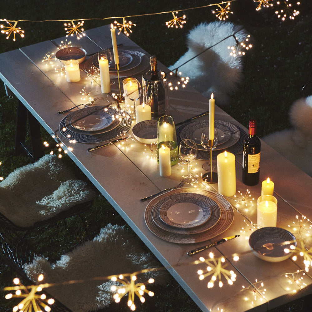 Battery Operated Fairy Lights – 2.3m Starburst Copper String Lights for Indoor and Outdoor Use, Warm White LED 2