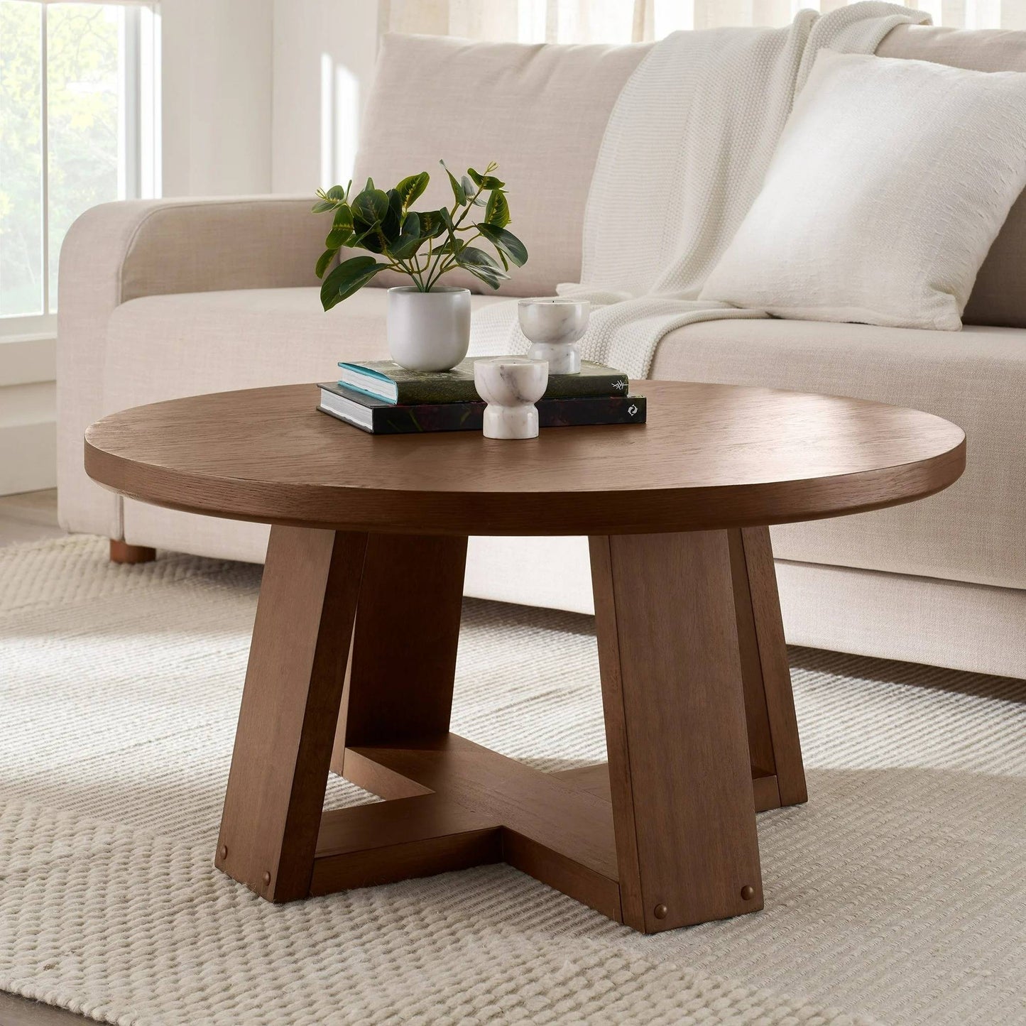 Solid Oak Low Coffee Table - Pexav