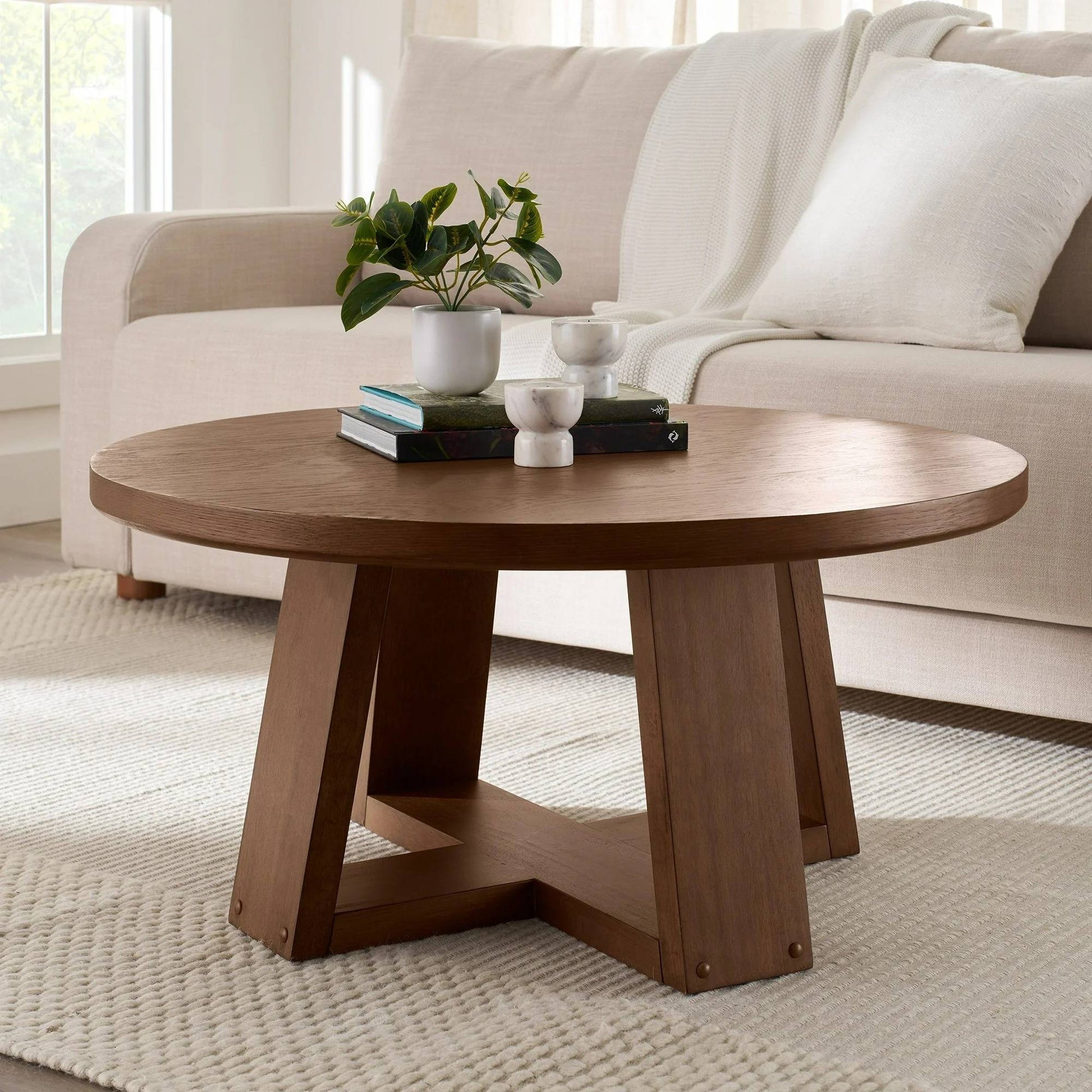Solid Oak Low Coffee Table - Pexav