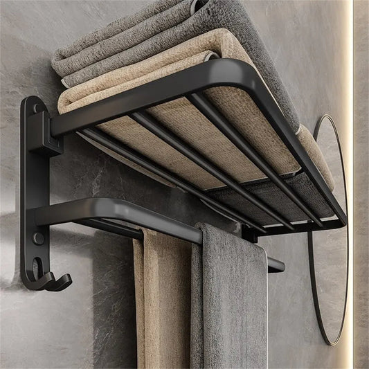 Compact Folding Bathroom Towel Rack - Pexav