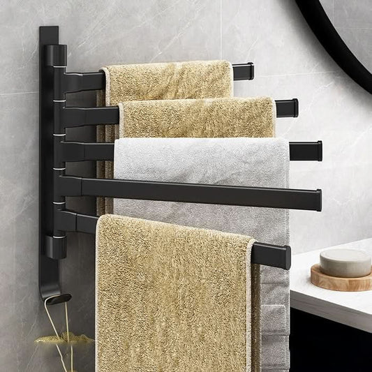 Sleek Chrome Towel Holder with 5 Adjustable Arms - Pexav