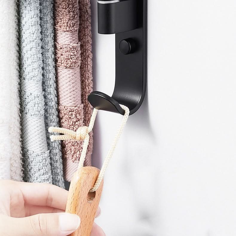 Black Metal Towel Rack with 5 Swiveling Arms – Space-Saving Towel Holder for Stylish Bathroom Organization 2