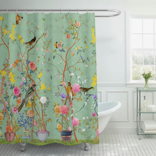 Colorful Floral Bathroom Shower Curtain - Pexav