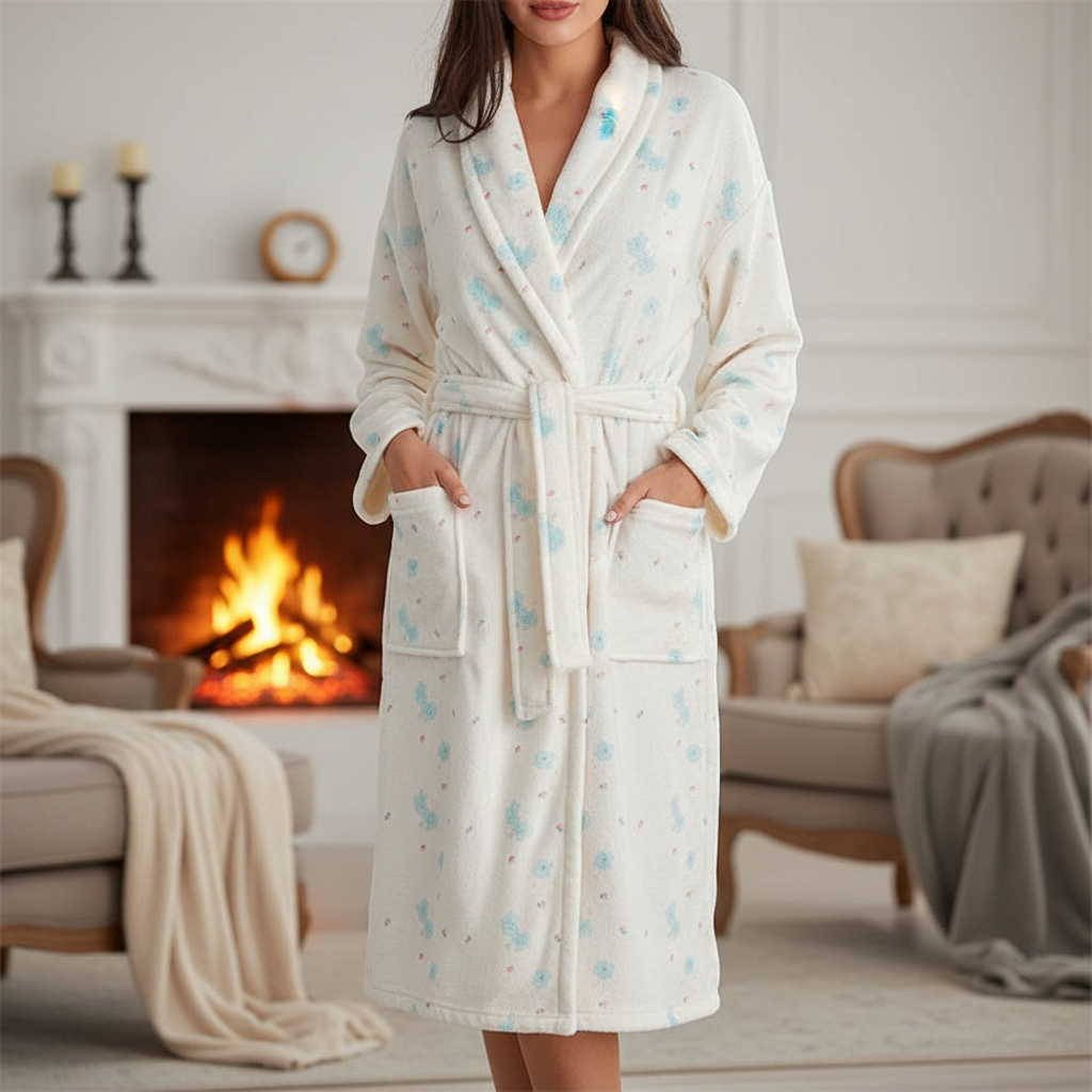 Colorful Flower Print Robe - Pexav
