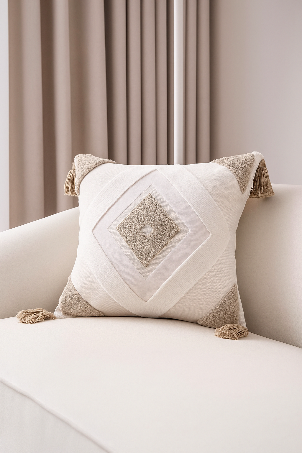 Colorful Accent Throw Pillow with Tassels - Pexav